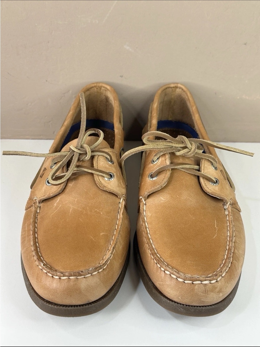Sperry Men's Original 2-Eye Boat Shoe, Preppy Beach Basic, Tan Leather, size 13